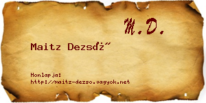 Maitz Dezső névjegykártya